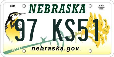 NE license plate 97KS51