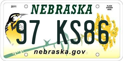 NE license plate 97KS86