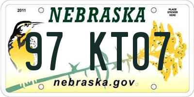 NE license plate 97KT07