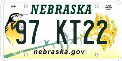 NE license plate 97KT22