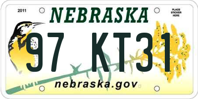 NE license plate 97KT31