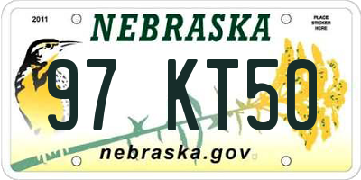 NE license plate 97KT50