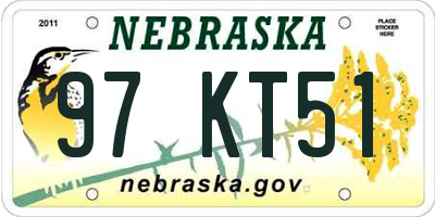 NE license plate 97KT51