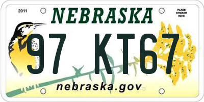 NE license plate 97KT67