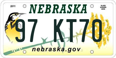 NE license plate 97KT70