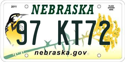 NE license plate 97KT72