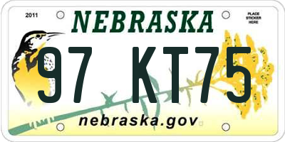 NE license plate 97KT75