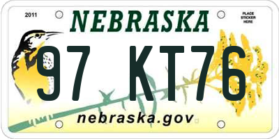 NE license plate 97KT76