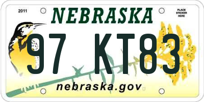 NE license plate 97KT83