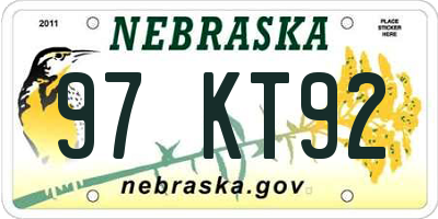NE license plate 97KT92