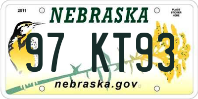 NE license plate 97KT93