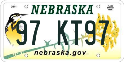 NE license plate 97KT97