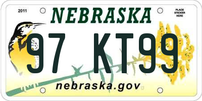 NE license plate 97KT99