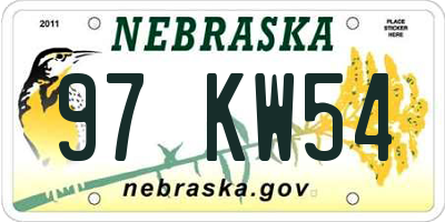 NE license plate 97KW54