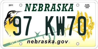 NE license plate 97KW70