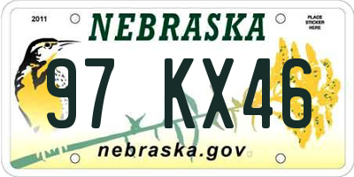 NE license plate 97KX46