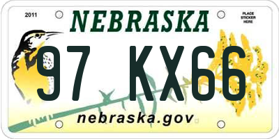 NE license plate 97KX66