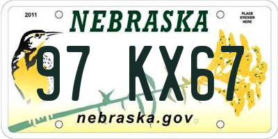 NE license plate 97KX67