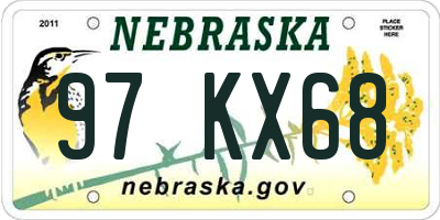 NE license plate 97KX68
