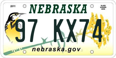 NE license plate 97KX74