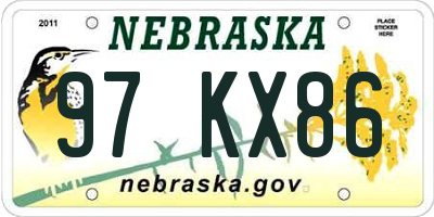 NE license plate 97KX86