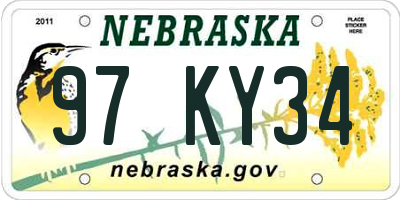 NE license plate 97KY34