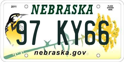 NE license plate 97KY66