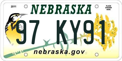NE license plate 97KY91