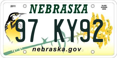 NE license plate 97KY92