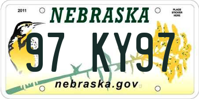 NE license plate 97KY97