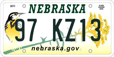 NE license plate 97KZ13