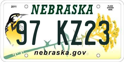 NE license plate 97KZ23