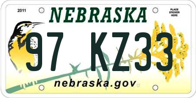 NE license plate 97KZ33