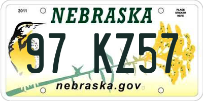 NE license plate 97KZ57