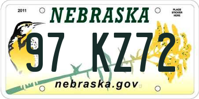 NE license plate 97KZ72