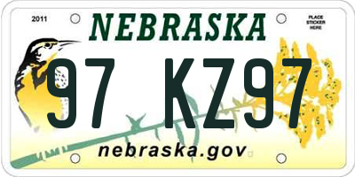 NE license plate 97KZ97