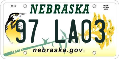 NE license plate 97LA03