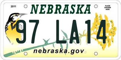 NE license plate 97LA14