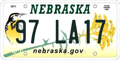 NE license plate 97LA17