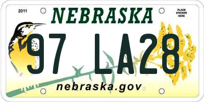 NE license plate 97LA28