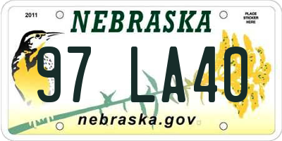 NE license plate 97LA40