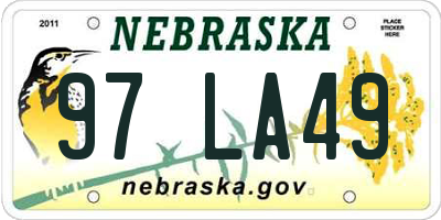 NE license plate 97LA49