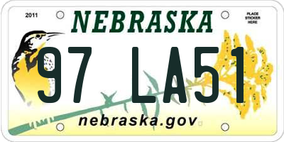NE license plate 97LA51