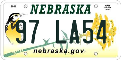 NE license plate 97LA54