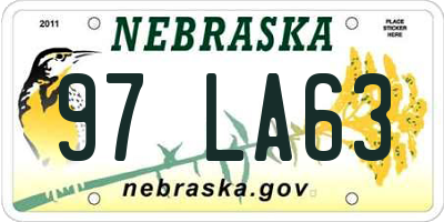 NE license plate 97LA63