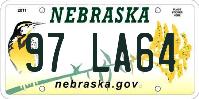 NE license plate 97LA64