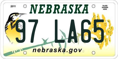 NE license plate 97LA65