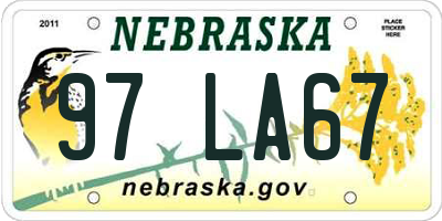 NE license plate 97LA67