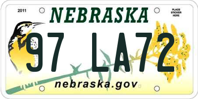 NE license plate 97LA72