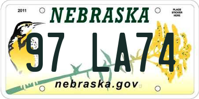 NE license plate 97LA74